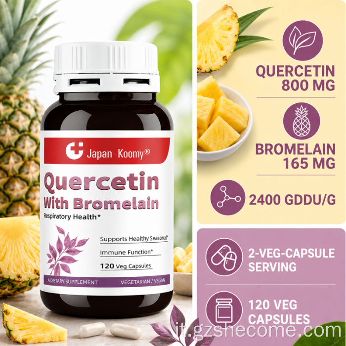 Shecome Quercetina con capsule di bromelina Supporto immunitario